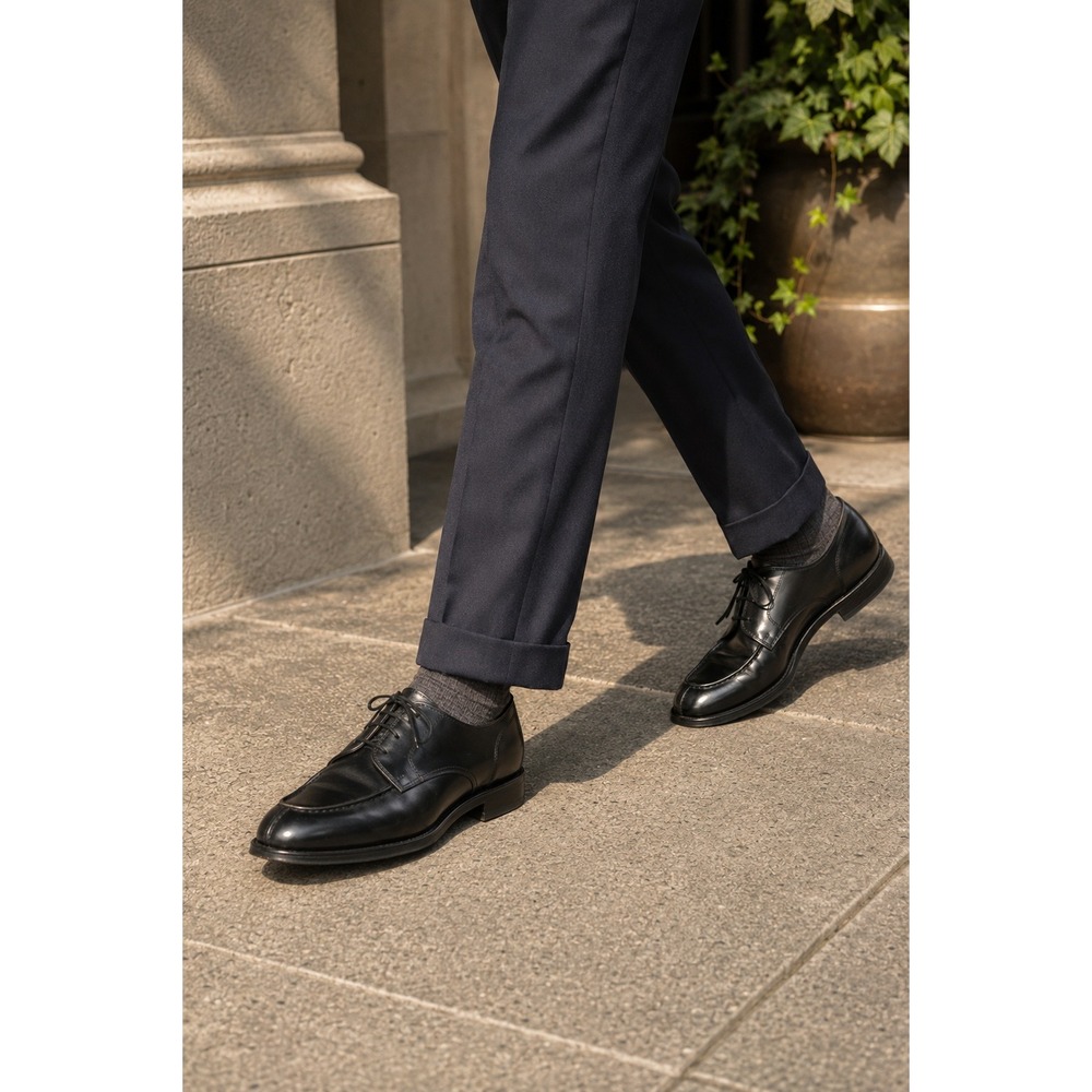 Allen Edmonds Bradley Split Toe Oxford Men 13 D Black Leather Dress Shoes USA